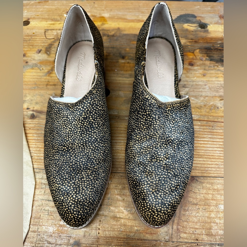 Madewell Calfhair Spotted Mules